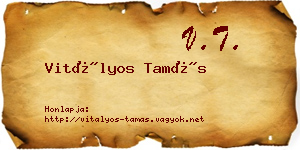 Vitályos Tamás névjegykártya